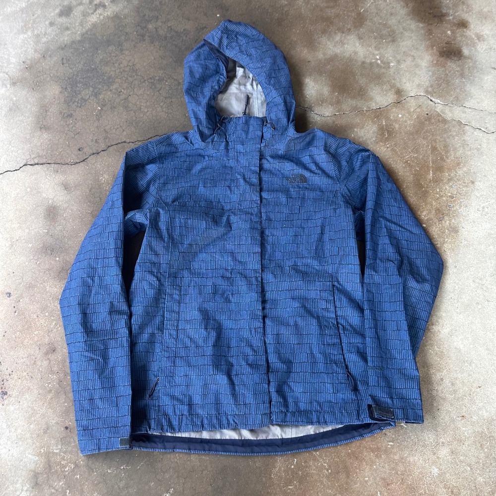 The North Face Rain Jacket Womens Medium Blue Excellent DryVent Hooded Shell